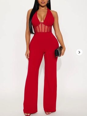 Red Women’s Wide-Leg Jumpsuit